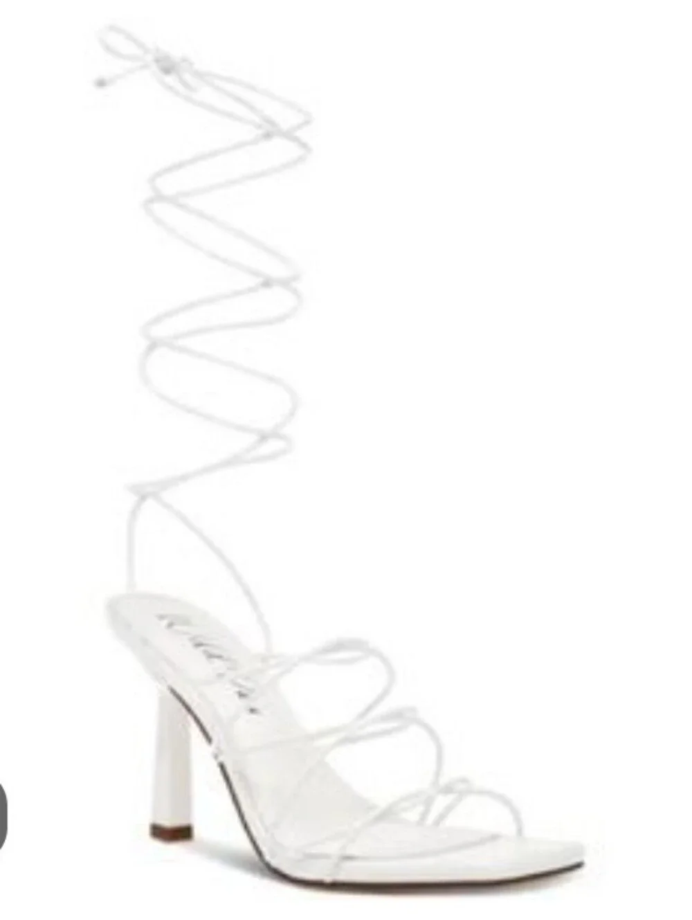 New Wild Pair Eross White Heeled Lace Up Strappy High Heel Sandals 10.5